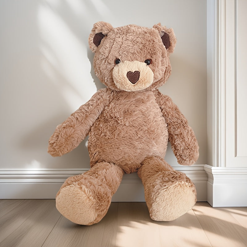 Soft Plush Love Bear Stuffed Animal Brown Teddy with Heart Detail