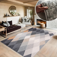 Geometric Absorbent Non Slip Rug Soft Faux Sheepskin Floor Mat
