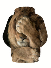 Lion 3D Print Sports Hoodie Men's Casual Pullover Hooded Sweatshirt