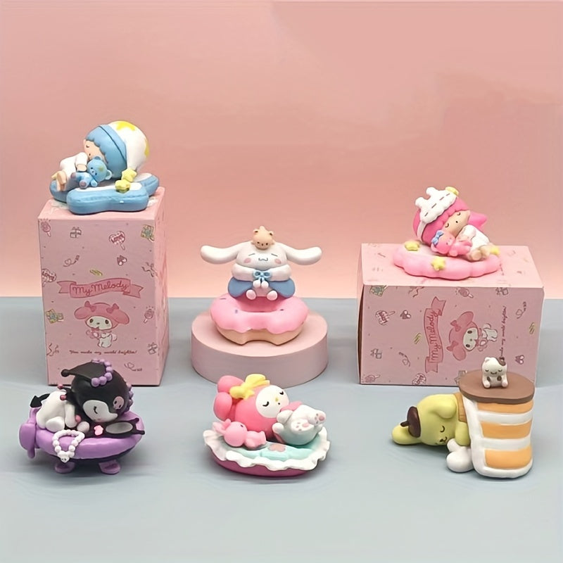 6pcs Cinnamoroll Pom Pom Purin Sle...