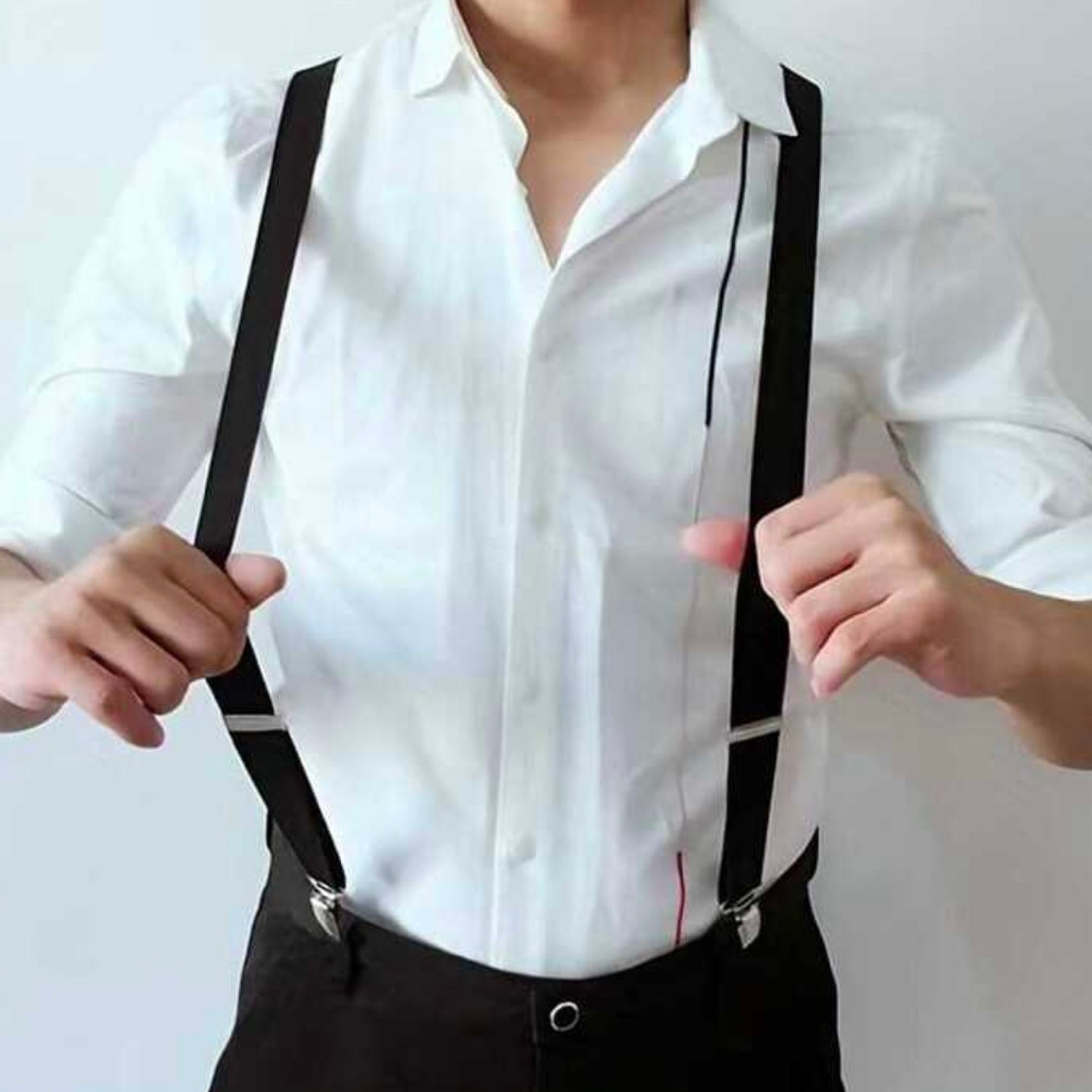 Plain Elastic Suspender with Bow Ties for Men