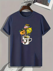 Cool Cartoon Print Men's Graphic T-Shirt for Summer