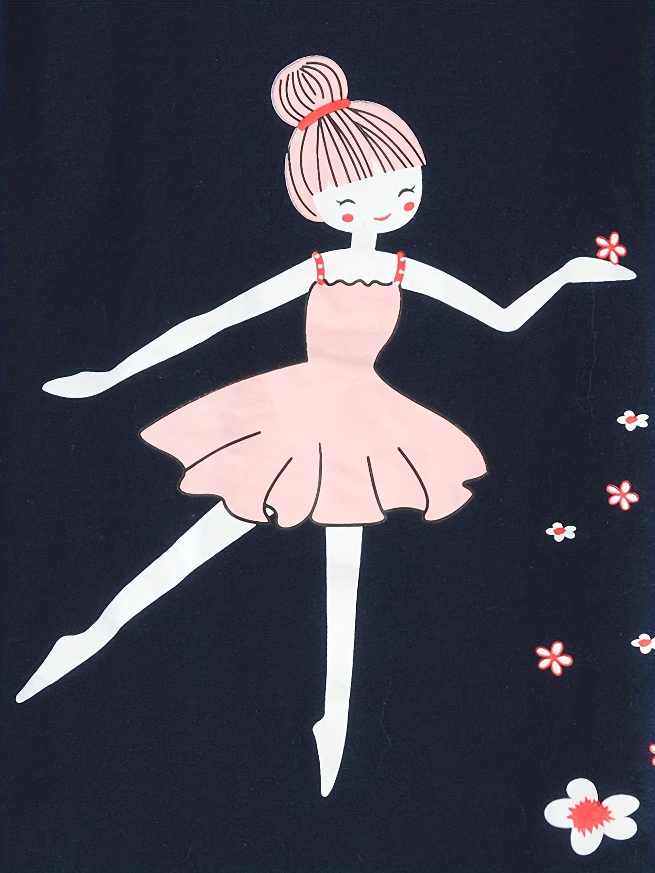 2pcs Toddler Girls Cotton Pajamas Set with Ballerina Graphic Tee & Floral Shorts
