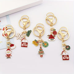 Christmas Series Cartoon Alloy Key Chain Ring Purse Bag Charm Car Ornament