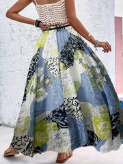 Floral Print High Waist Boho Maxi Skirt Women's Clothing