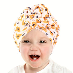 Breathable Knot Printed Flower Kids Turban Hat For Newborn Infant