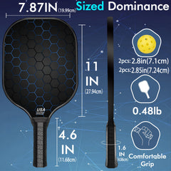 2pcs USAPA Approved Carbon Fiberglass Pickleball Paddles Set With 4 Balls