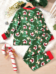 2pcs Christmas Style Kid's Pajamas Set Santa Elk Pattern Loungewear