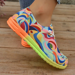 Women's Abstract Canvas Lace Up Outdoor Shoes Lightweight Sneakers
