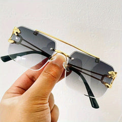 Retro Rimless Gradient UV400 Metal Sun Shades