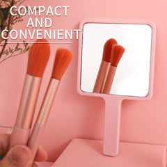 Square Handheld Beauty Mirror with Handle for Daily & Outgoing Use