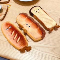 Fun Simulation Bread Pencil Case Cartoon Funny Emojis Storage Bag