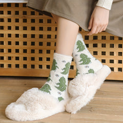 3 Pairs Cartoon Print Socks Comfy & Fuzzy Warm Women's Stockings