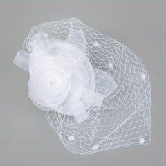 Mesh Flower Veil Handwork Fascinator for Tea Party Birthday Horce Racing Bridal