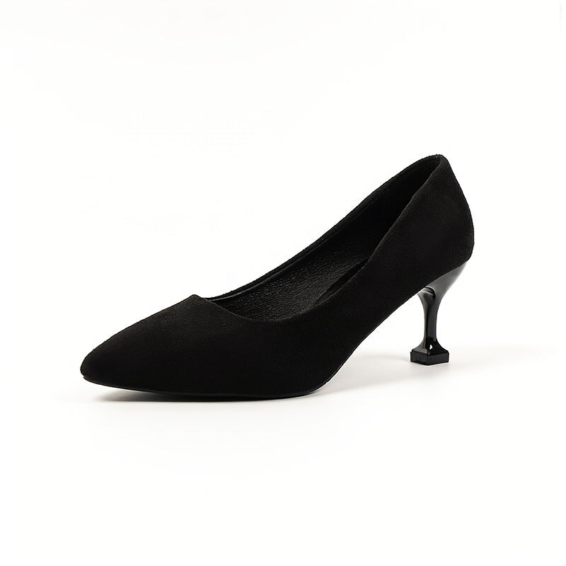 Women's Pointed Toe Stiletto Heels Slip On Mid Heels Court Pumps