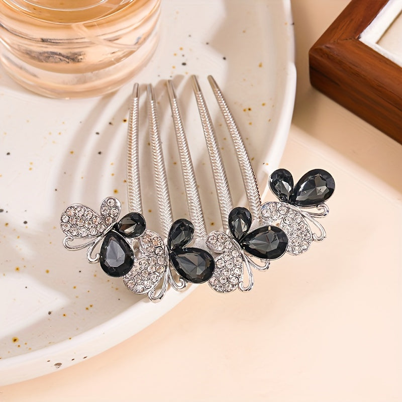 Rhinestone Butterfly Hair Comb Metal Headwear