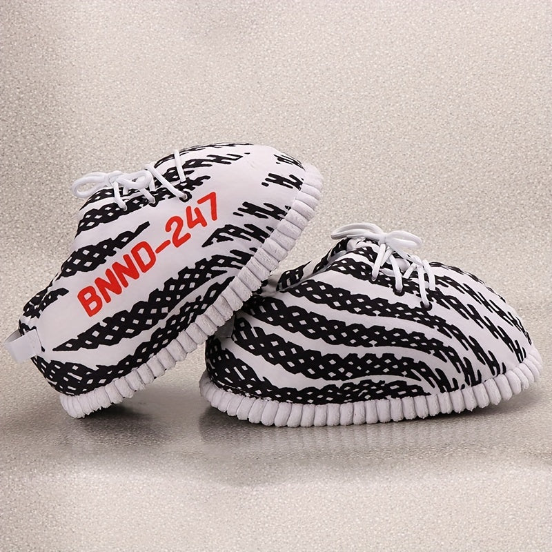 Men's Cozy Striped Indoor Slippers Warm & Soft House Shoes for Winter