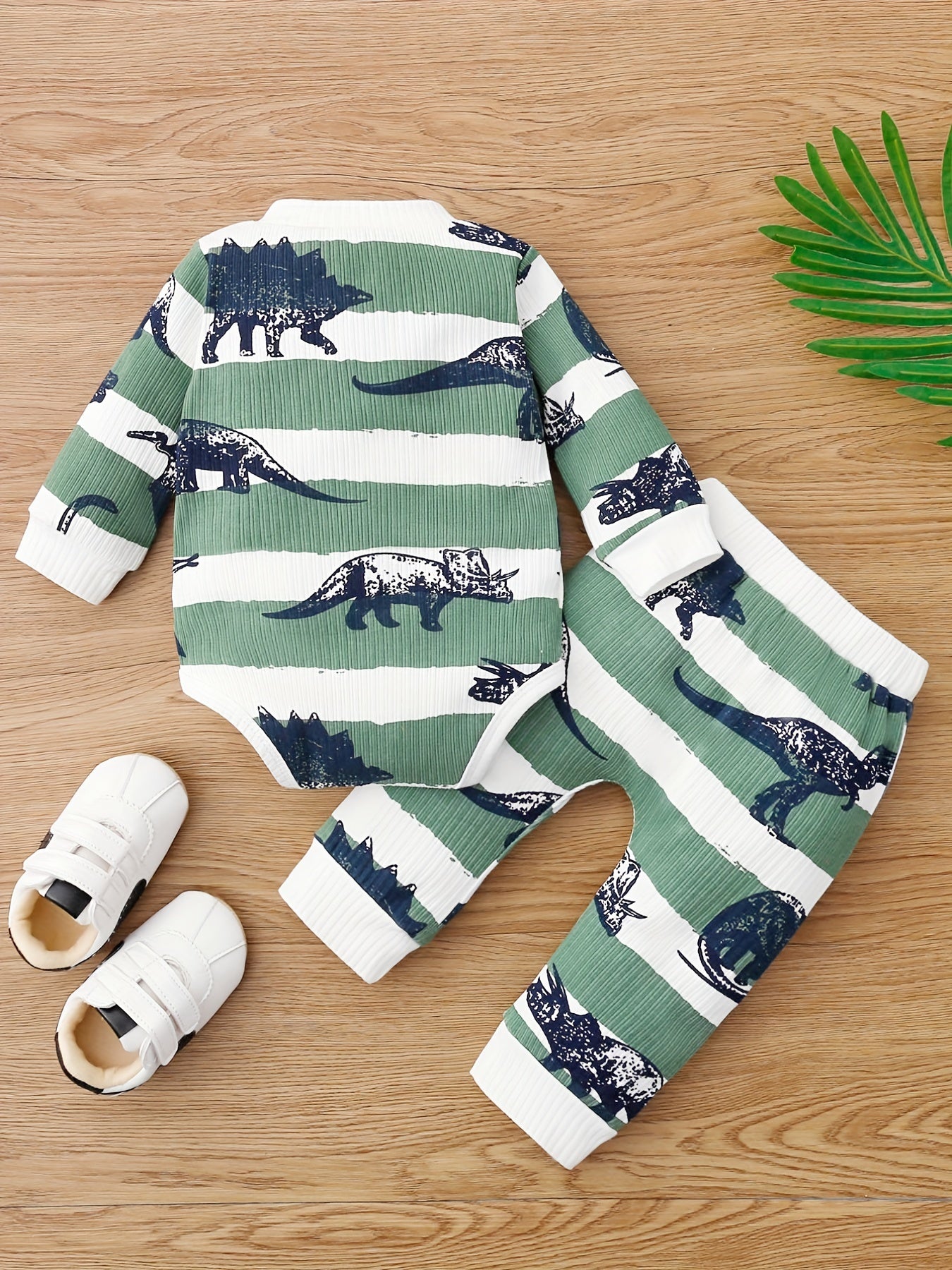Baby Boys Dino Print Long Sleeve Onesies & Pants Set