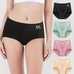 4pcs Letter Print Briefs Women's Comfy & Breathable Intimates Panties