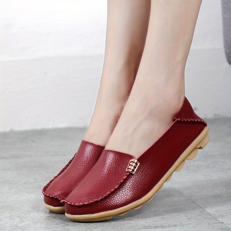Women's Casual Solid Color Flat Loafers Soft Sole Non Slip Shoes