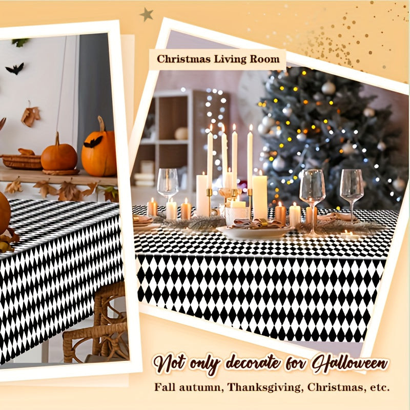 3pcs Checkered Tablecloths Plastic Checkered Tablecloths for Party Supplies