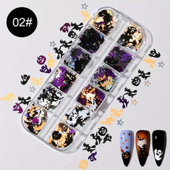 Halloween Nail Art Glitter Sequins 3D Holographic Confetti Manicure DIY