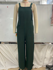 Solid Wide Leg Overall Jumpsuit Women's Clothing