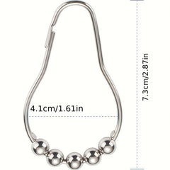 12pcs Stainless Steel Shower Curtain Hook Roller Ball for Bathroom Rod