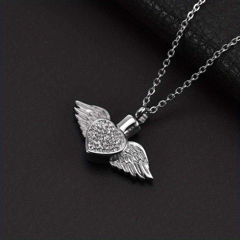 Cremation Urn Necklace For Ashes Birthstone Angel Wing