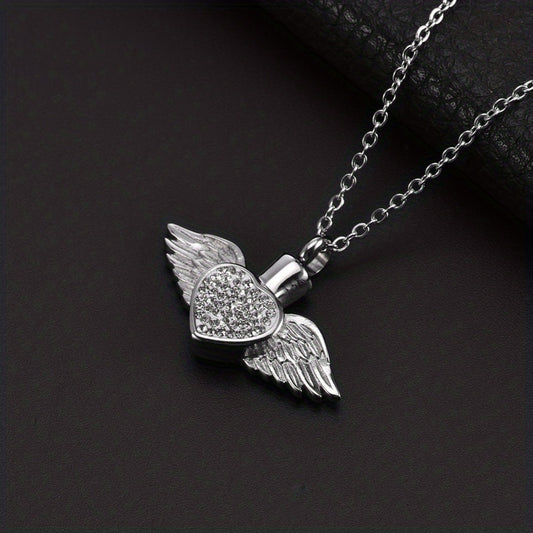 Cremation Urn Necklace For Ashes Birthstone Angel Wing