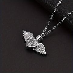 Cremation Urn Necklace For Ashes Birthstone Angel Wing