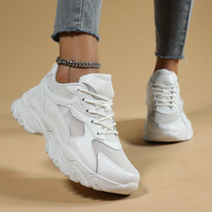 Women's Breathable Mesh Chunky Sneakers Casual Lace Up Outdoor Shoes