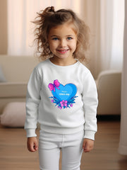 Girls Love Heart Print Sweatshirt Crew Neck Pullover