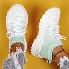 Soft Thick Bottom Shock Absorption Woven Shoes