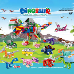 12pcs Dinosaur Block Kit Gift for Boys Dinosaur Toy Set