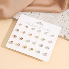 12 Pairs Sparkling Round Stud Earrings - Perfect Gift For Girls