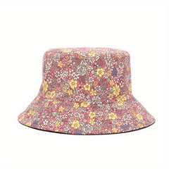 Vintage Floral Print Bucket Hat Reversible Basin Hat Stylish Lightweight Sunscre