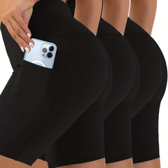 Solid Slim Biker Shorts 3 Pack Casual Workout Summer Leggings Women's Clothing