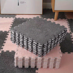 12pcs Plush Puzzle Foam Floor Mat Bay Window Mat Seat Mat Square