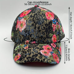 Vintage Floral Embroidered Baseball Cap for Women