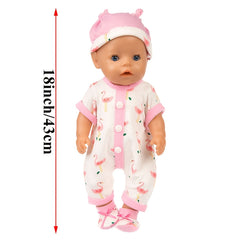 Youngsters Dinosaur Flamingo Doll Clothes Doll Onesie Set