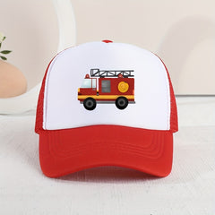 Casual Fire Truck Mesh Stitching Cap Sun Protection