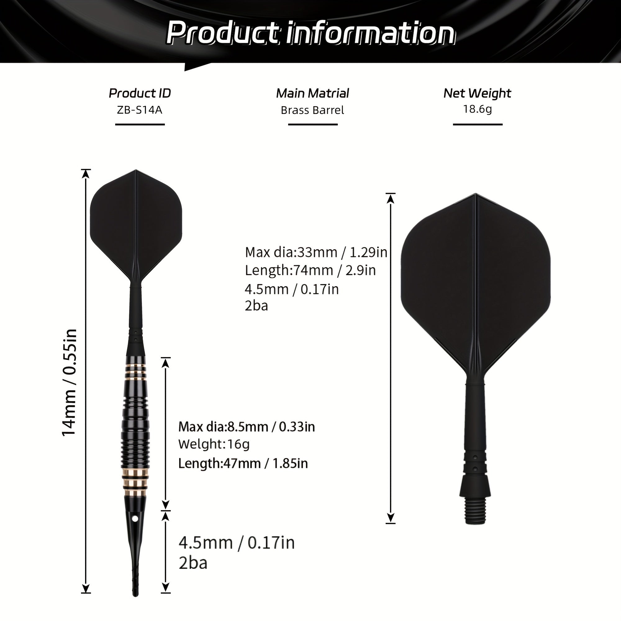 3pcs Copper Dart Set with PU Bag and 30 Dart Tips