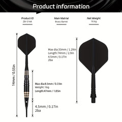 3pcs Copper Dart Set with PU Bag and 30 Dart Tips