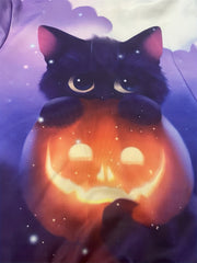 Boy's Halloween Cat Graphic Hoodie Casual 3D Print Hooded Sweatshirt