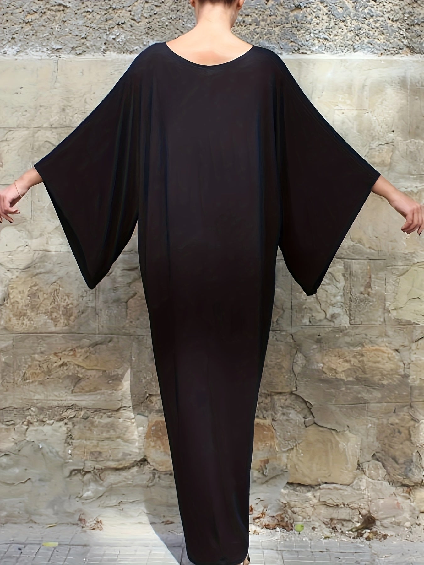 Retro Abaya Dress Women's Plus Batwing Sleeve Maxi Loose Dress