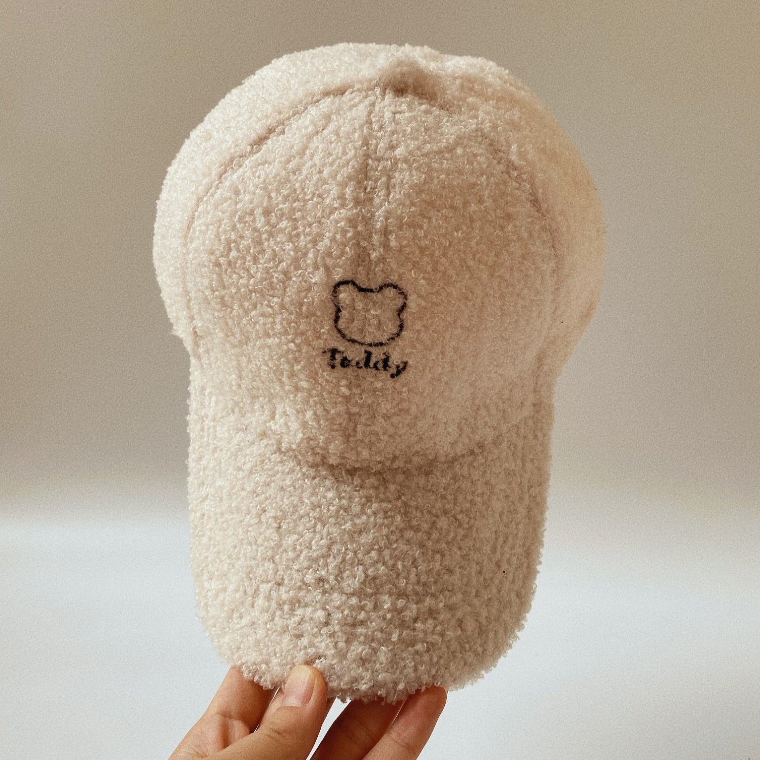 Fuzzy Teddy Pattern Warm Baseball Cap