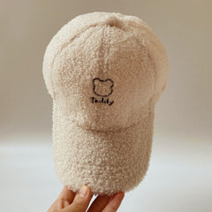 Fuzzy Teddy Pattern Warm Baseball Cap