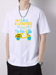 Men's Motor Pattern T Shirt Regular Fit Crew Neck Short Sleeve Casual Top