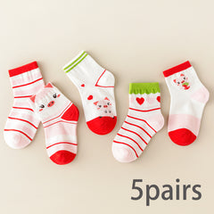 Girls Strawberry Pattern Sweet Socks for All Seasons